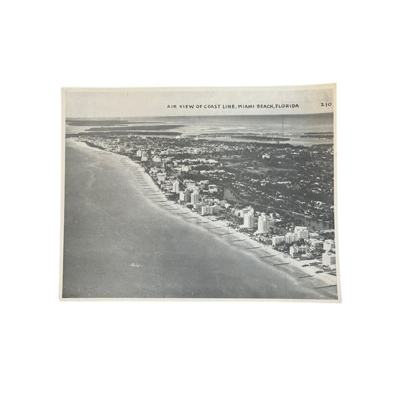 Vtg RARE Kromekote B/w King-Size 9x7 Postcard #210 Coast Line Miami Beach FL SEE - Picture 2 of 5